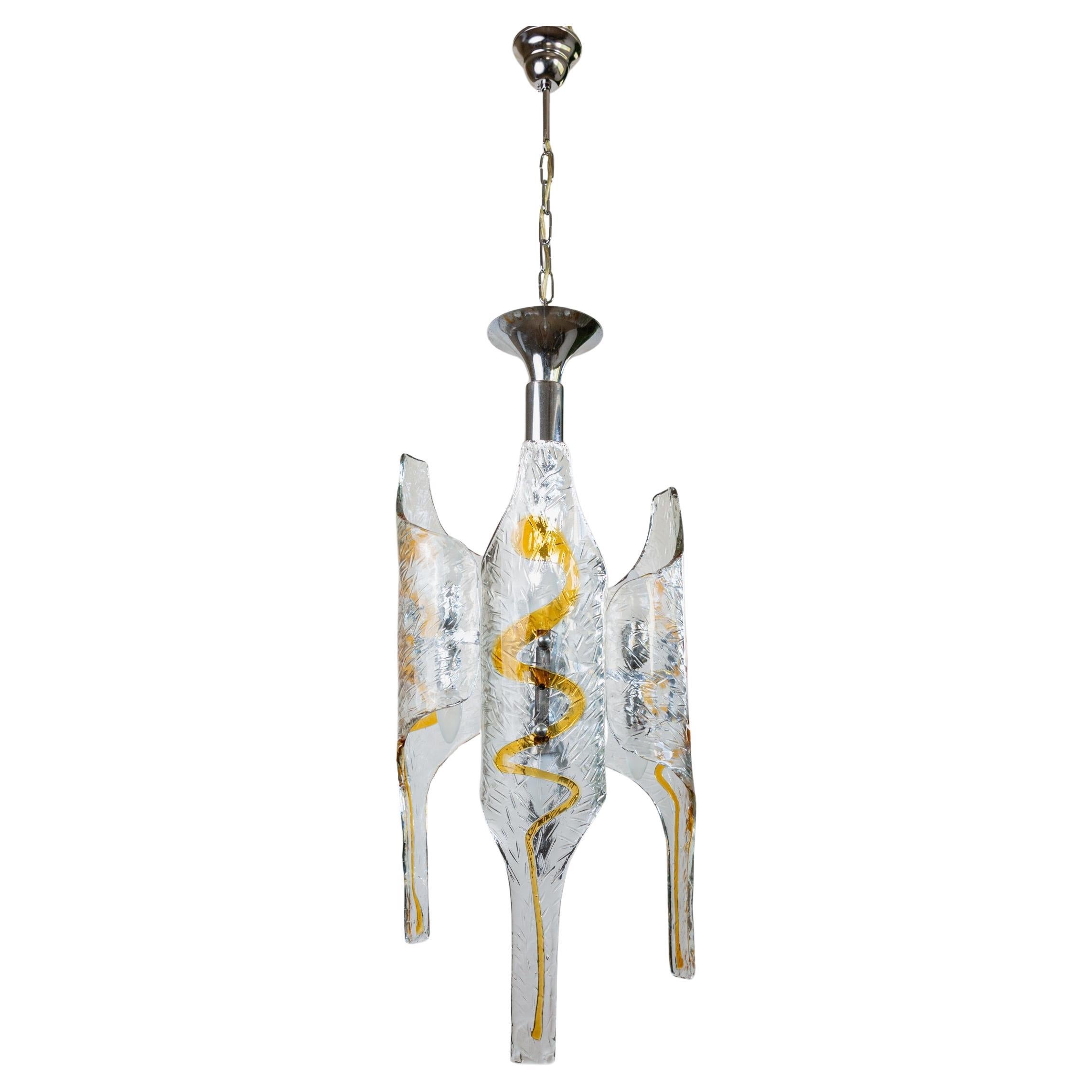 Lampadario vintage XXL in vetro di Murano di Toni Zuccheri per Mazzega - Italia anni 
70