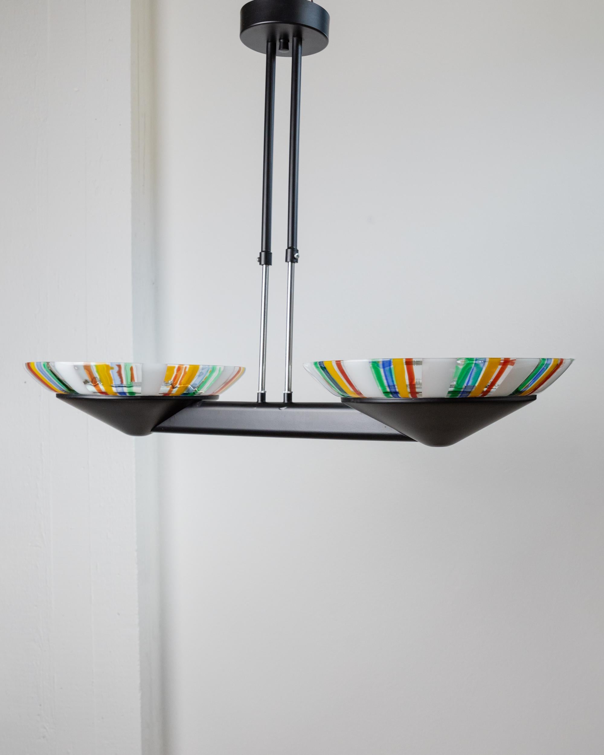 Lampadario XXL in vetro di Murano d'epoca - vetro colorato a strisce, design Italia anni '80 in vendita 2