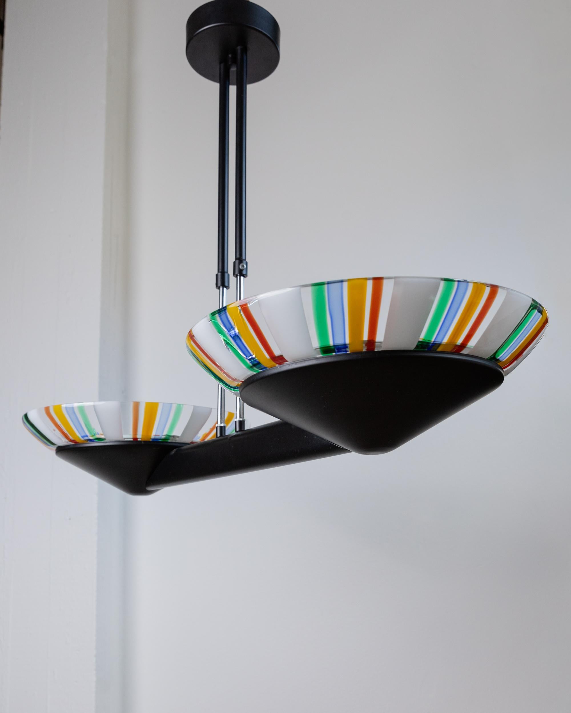 Postmoderno Lampadario XXL in vetro di Murano d'epoca - vetro colorato a strisce, design Italia anni '80 in vendita