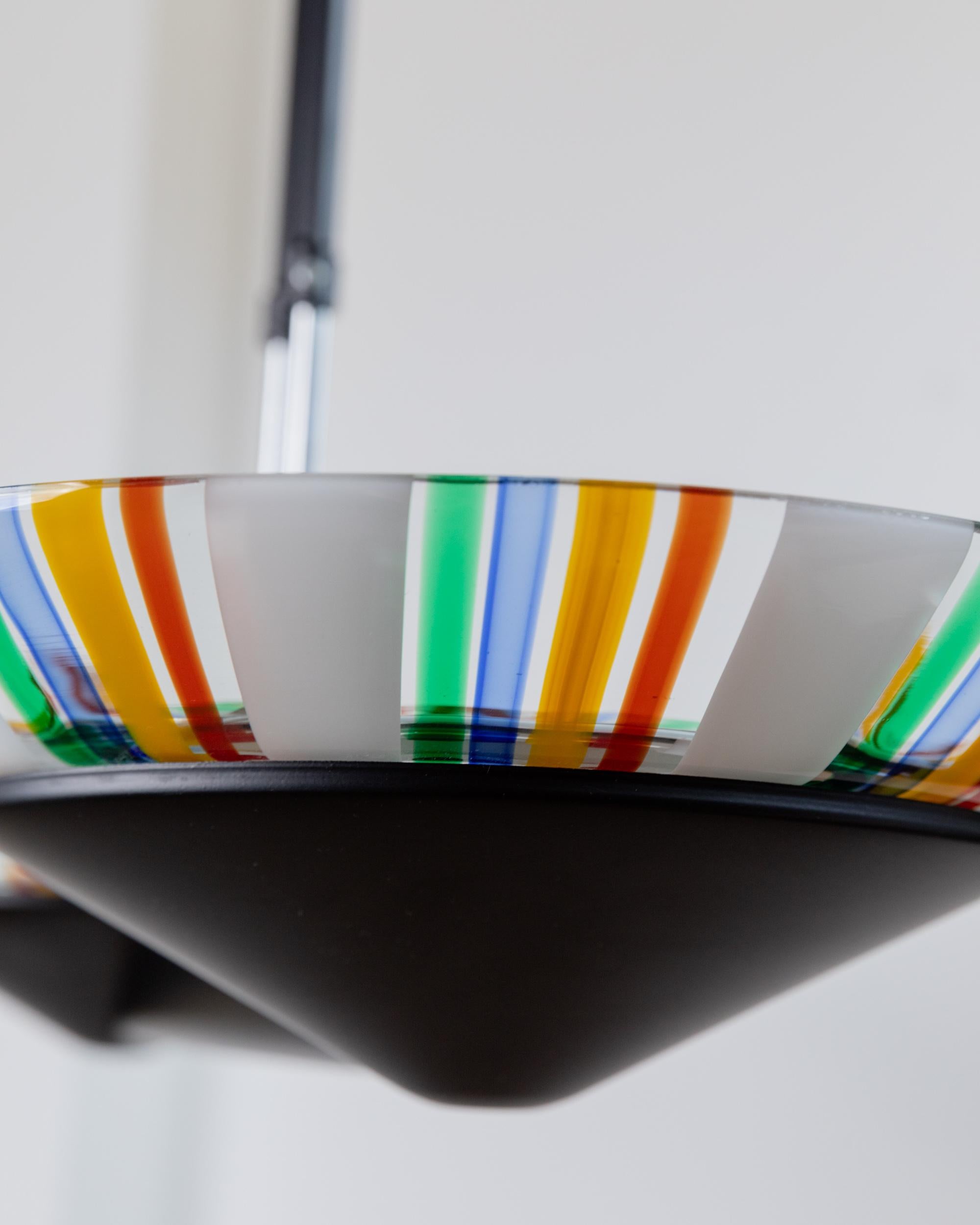 Italiano Lampadario XXL in vetro di Murano d'epoca - vetro colorato a strisce, design Italia anni '80 in vendita