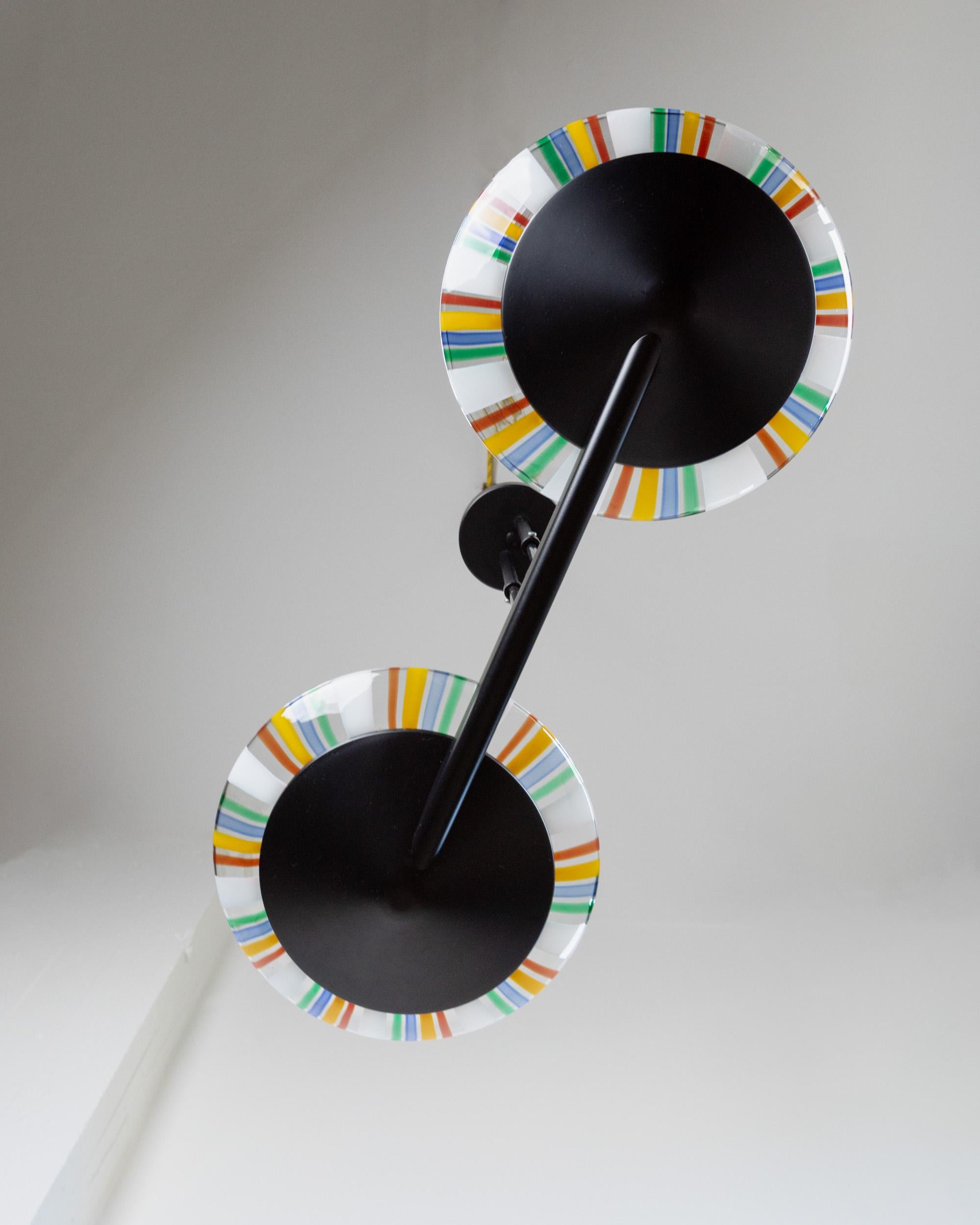 Fine XX secolo Lampadario XXL in vetro di Murano d'epoca - vetro colorato a strisce, design Italia anni '80 in vendita