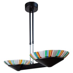 XXL Vintage Murano Glass Chandelier - Colorful Striped Glass, Design Italy 1980s