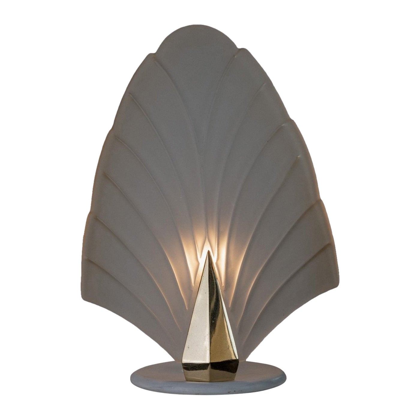 XXL Vintage Murano Glass Table Lamp Gold Metal Base Italy, 1980s en vente