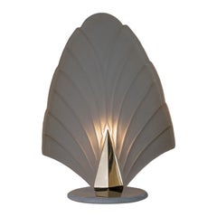 XXL Lámpara de sobremesa vintage de cristal de Murano Base de metal dorado Italia, años 80