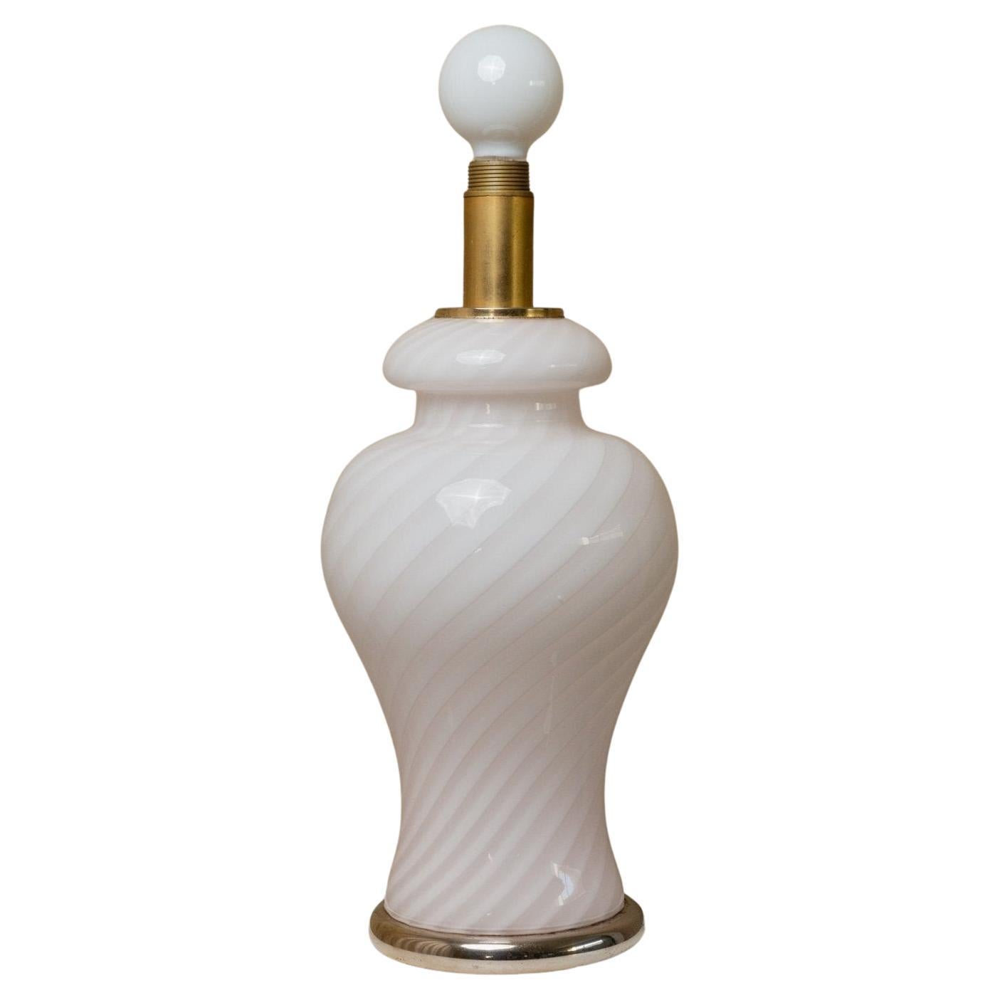 XXL Vintage Murano Tischlampe in zartem Rosa, 1970er Jahre