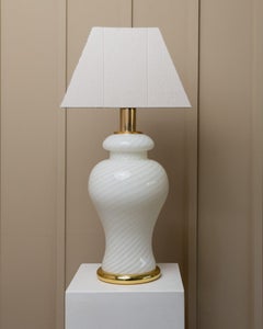 XXL Vintage Murano Table Lamp in White, Italy, 1970s