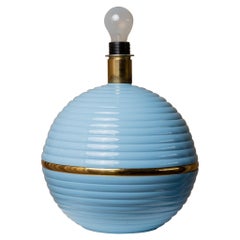XXL Lampe à poser vintage - Bleu clair et or, Italie, années 1980