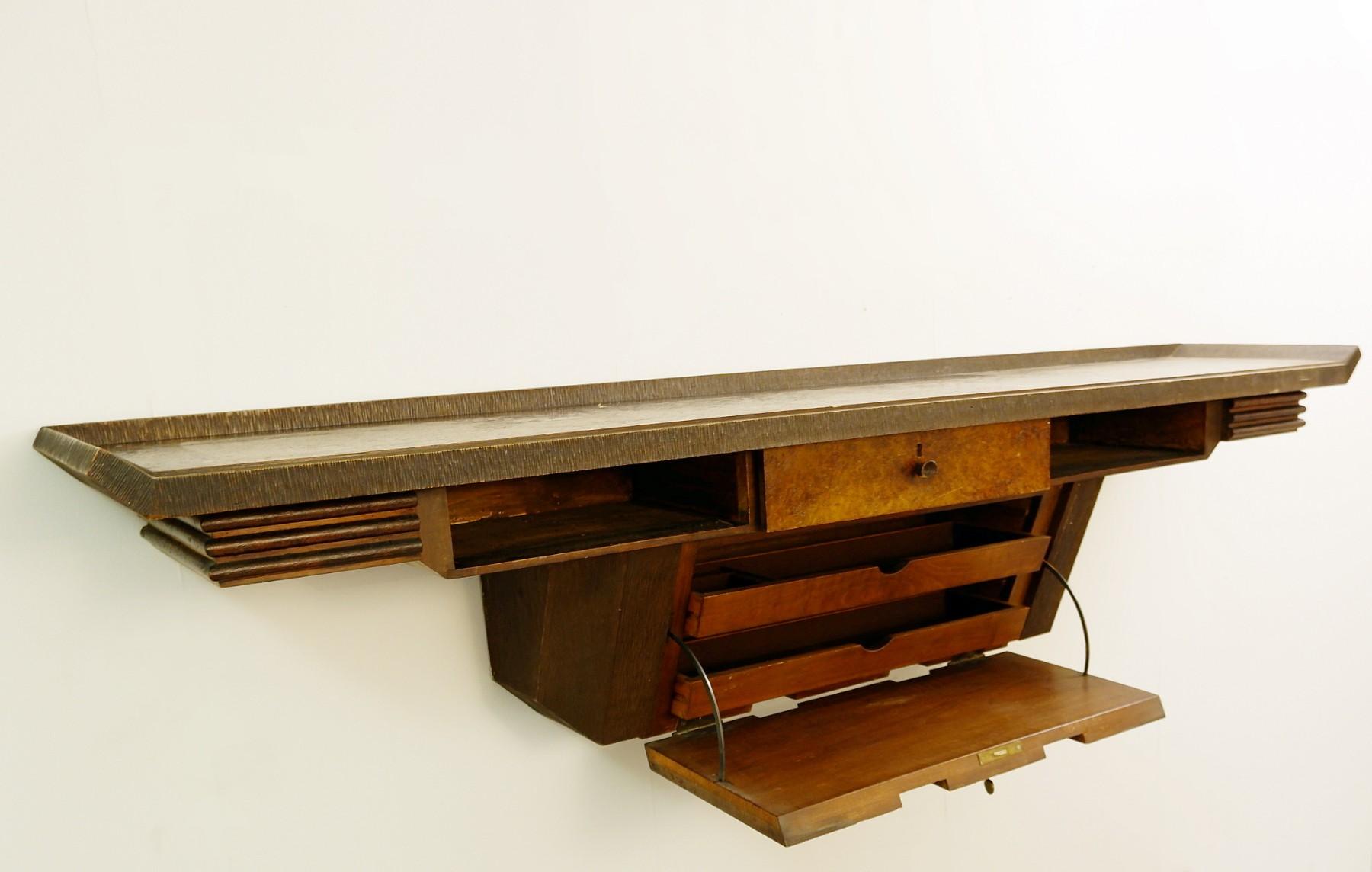 Extra Large Wood Console by Pier Luigi Colli, Italy, 1950s For Sale 1