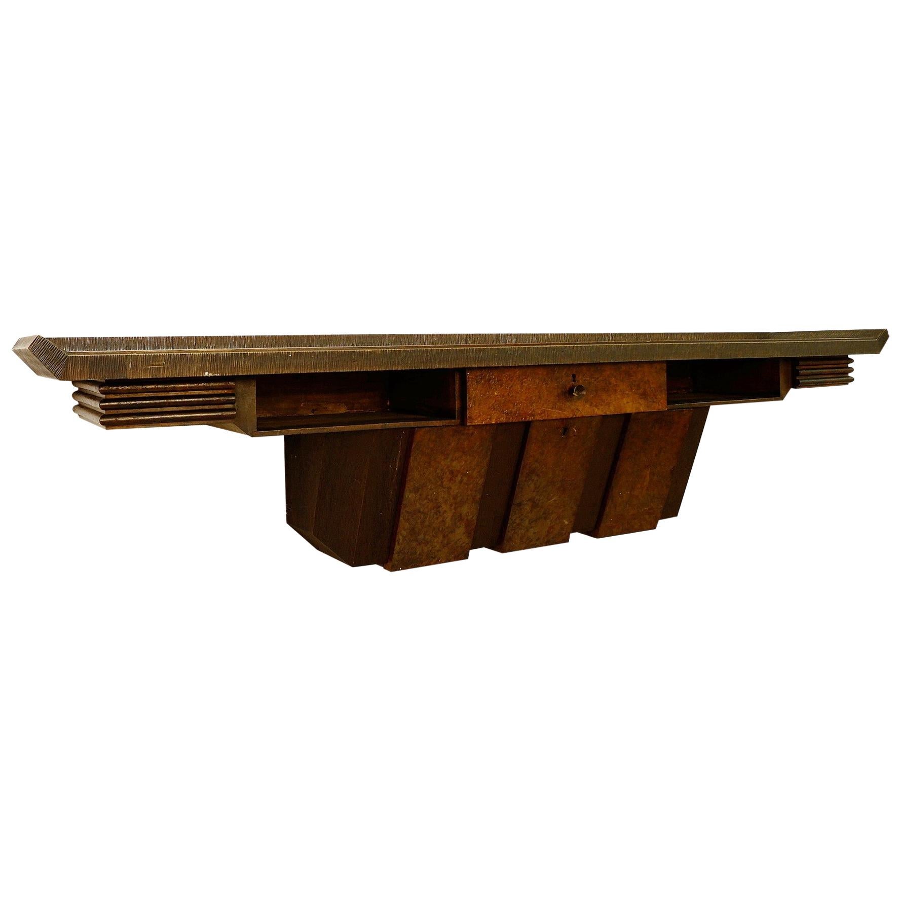 Extra Large Wood Console by Pier Luigi Colli, Italy, 1950s For Sale