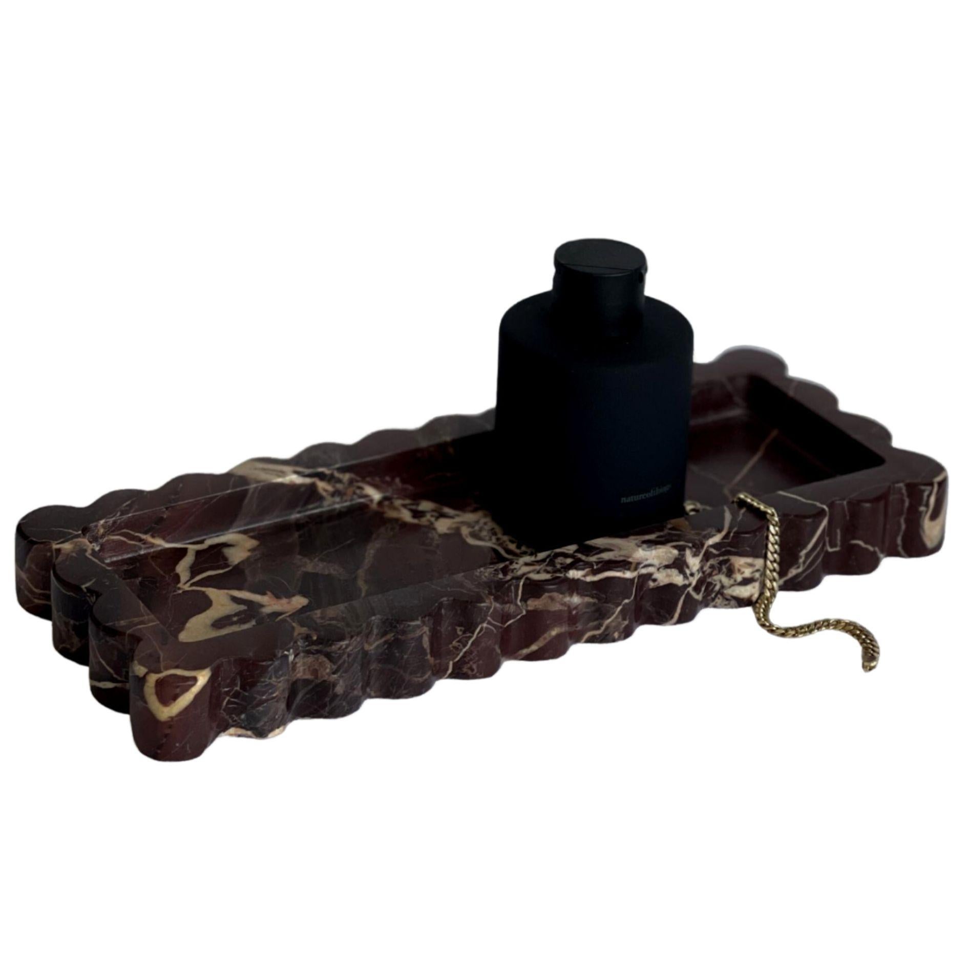 A limited production, functional object d'art exclusively produced by Anastasio Home.

The XXL 512 Tray is a jumbo version of our standard 512 tray, also cut from a single piece of solid marble or stone with scalloped edges, and hand-finished by