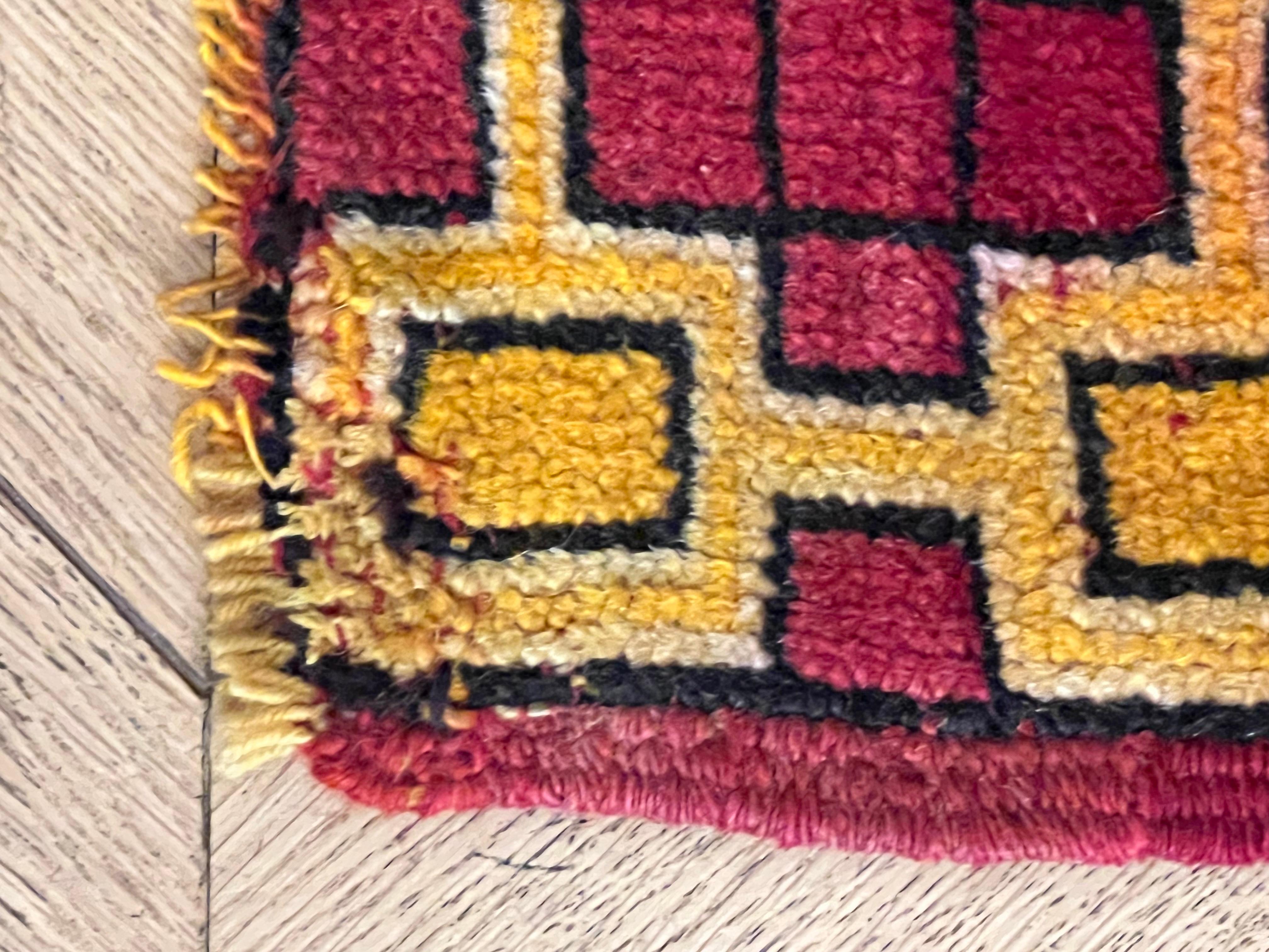 20th Century XXth Century Berber Carpet Ouarzate Red and Yellow, ca 1950 For Sale