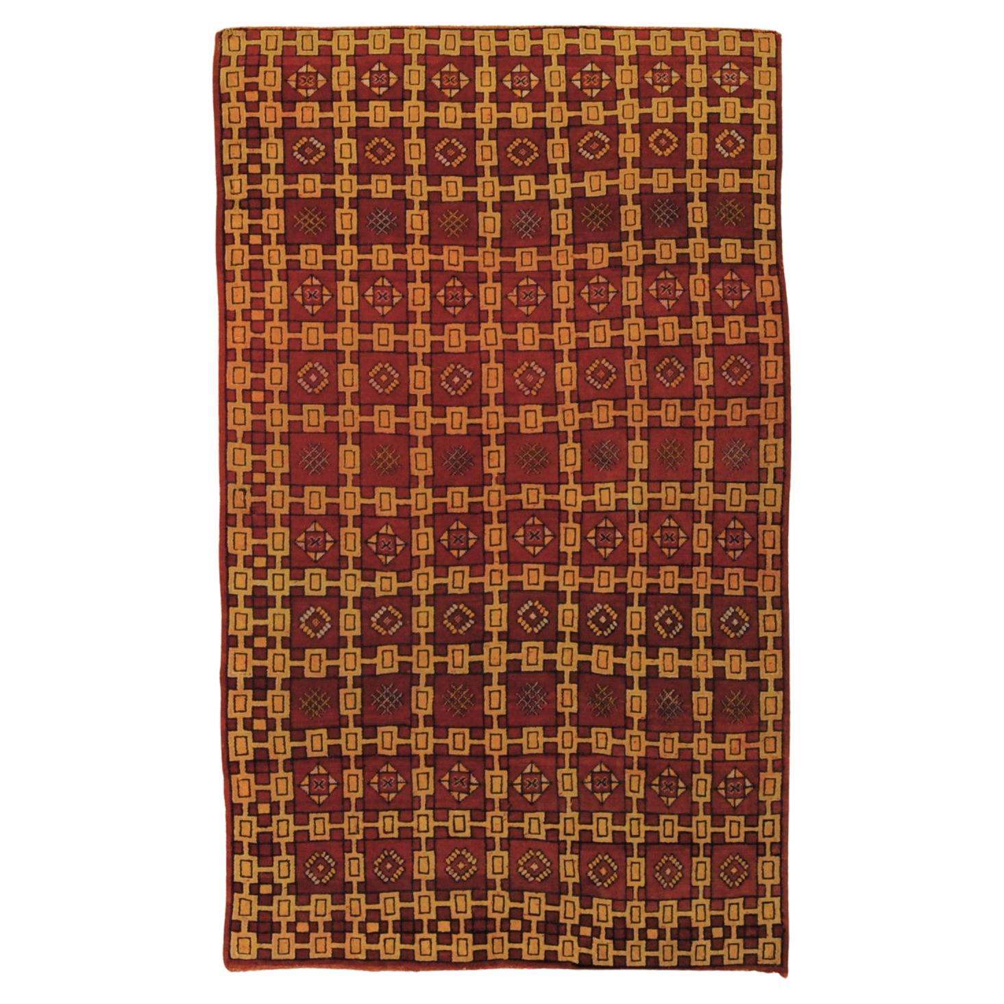 XXth Century Berber Carpet Ouarzate Red and Yellow, ca 1950
