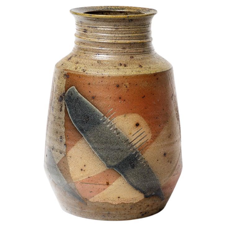 Vase en céramique abstraite design du XXe siècle de Gustave Tiffoche, pièce unique de 1970 en vente