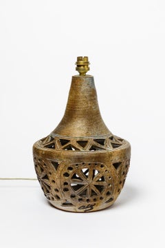XXth Century Design Brown Ceramic Table Lamp by Agnes Escala 1970 Lighting