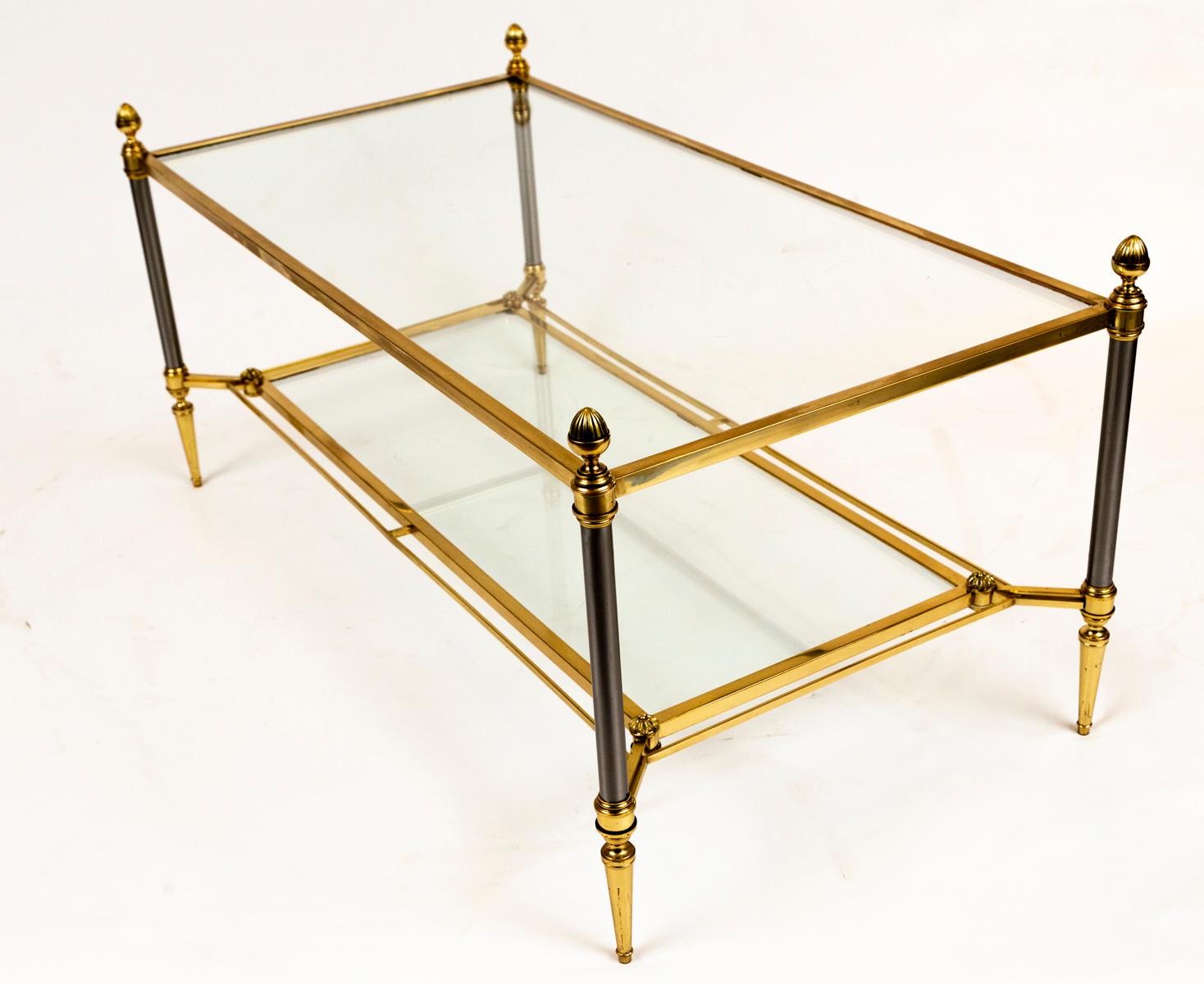 XXth Century French Maison Jansen Rectangular Two Tier Cocktail Table, 2 Availab In Good Condition For Sale In Westport, CT