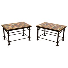XXth Century, Pair of Roman Coffee Tables with Lacquered Wood Top