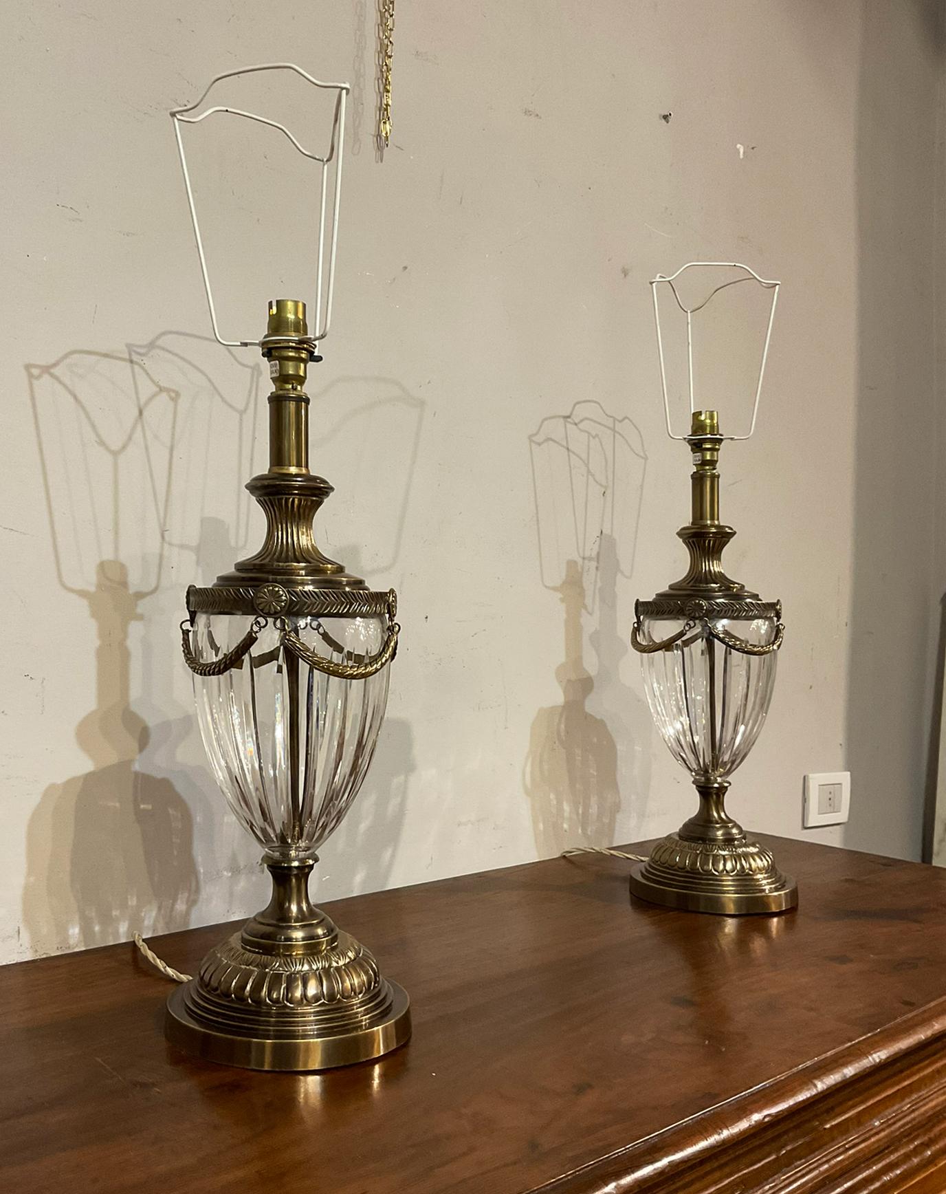 Silvered XXTh  Century silvered bronze lamps Italian manifacture