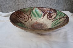 19th Century Spanish Brown, Green and White Glazed Terracotta Lebrillo, Almería