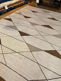 XXth Century White Grey and Brown Geometric Polish Kilim from 70’s