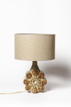 XXth Century Yellow and White Ceramic Table Lamp by Vallauris 1950