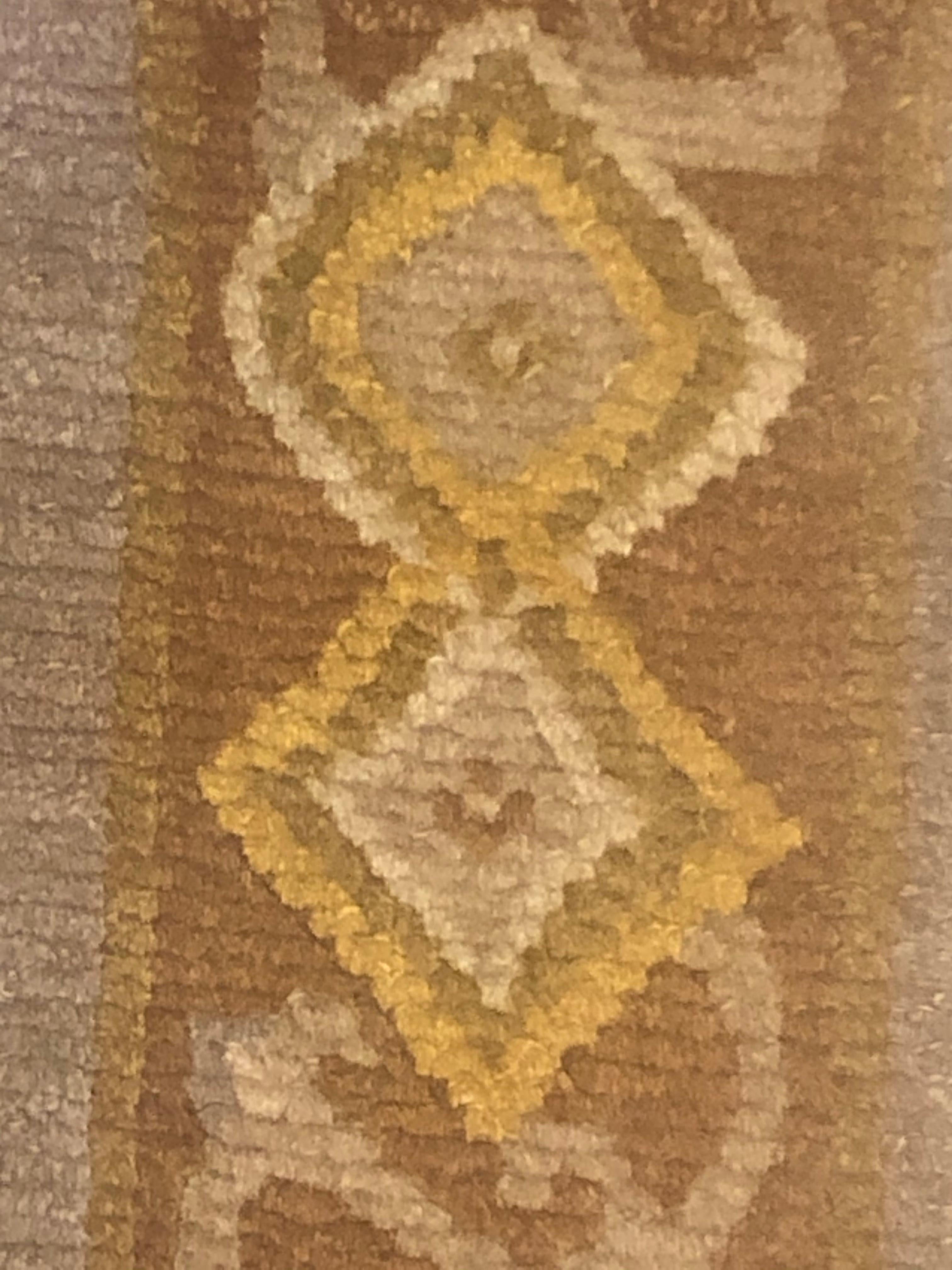 XXth Century Yellow Grey and Brown Mantra Nepalese Prayer Rug, About 1980 In Good Condition For Sale In Firenze, IT