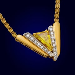 2.57 Carat Australian Sapphire, Diamond, 18K Gold & Platinum Necklace