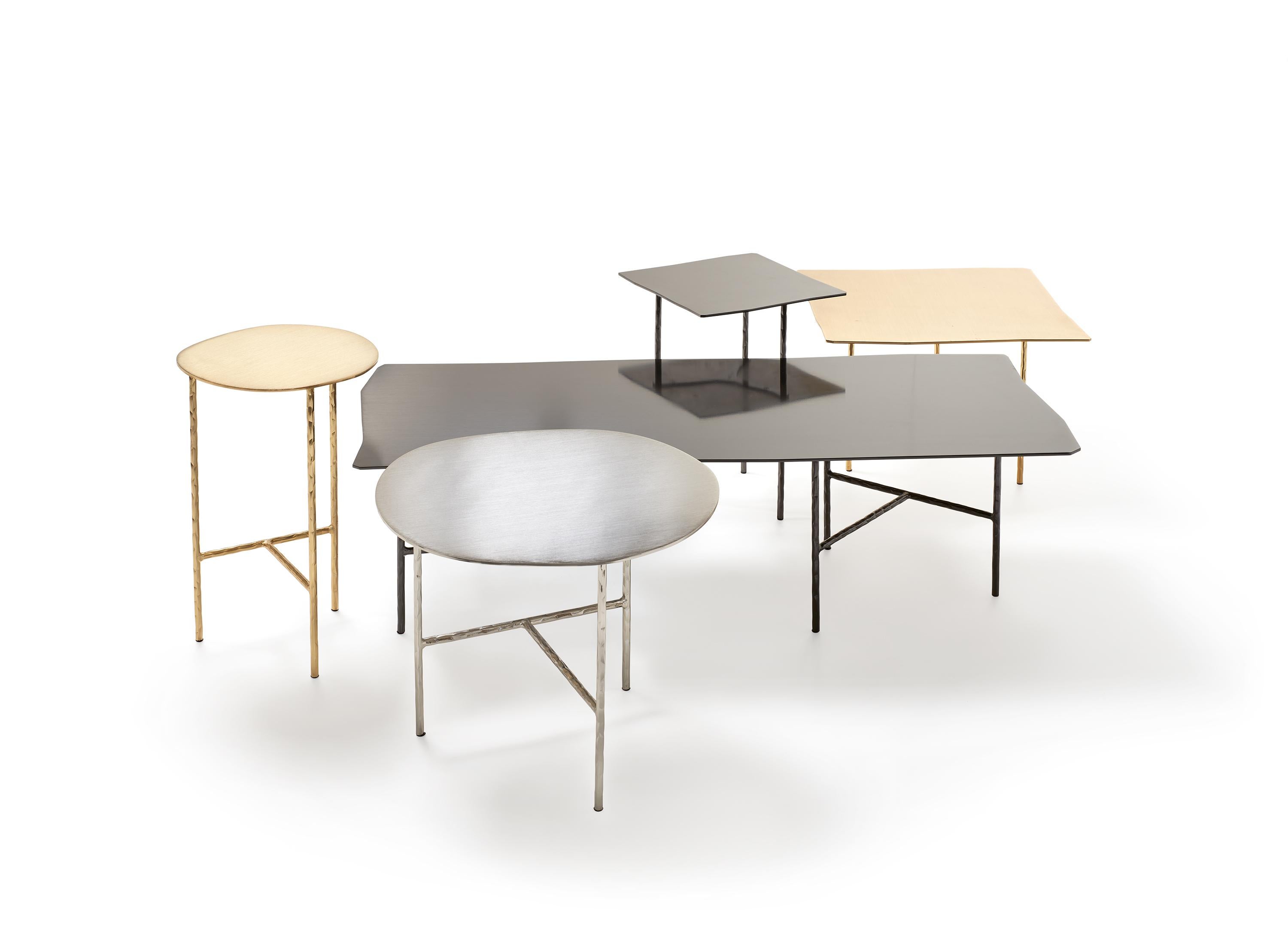 Mesa de centro XXX de estructura de acero y hierro con tapa dorada by Lapo Ciatti Italiano en venta