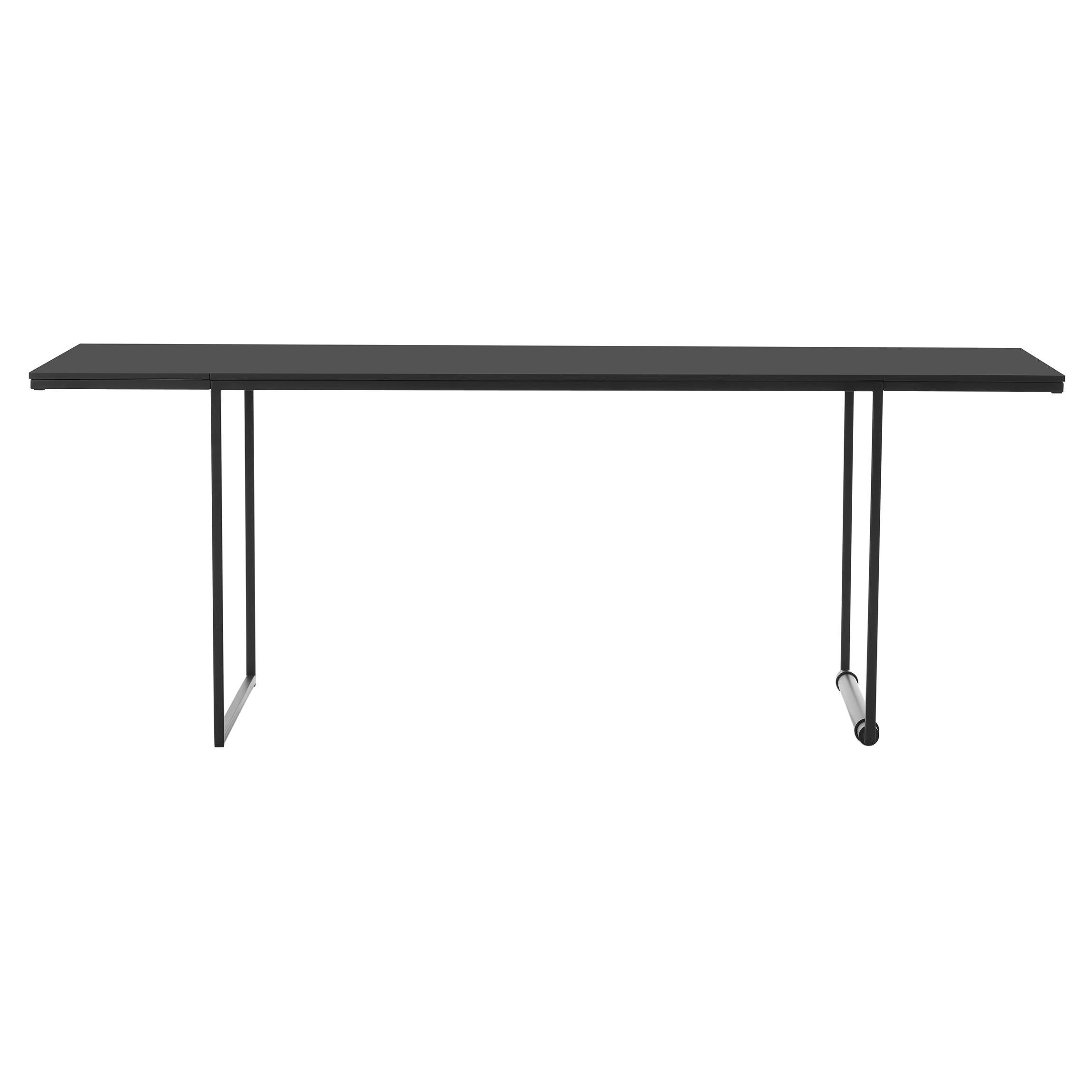 Table basse extensible XXX en acier avec plateau noir mat de Lapo Ciatti