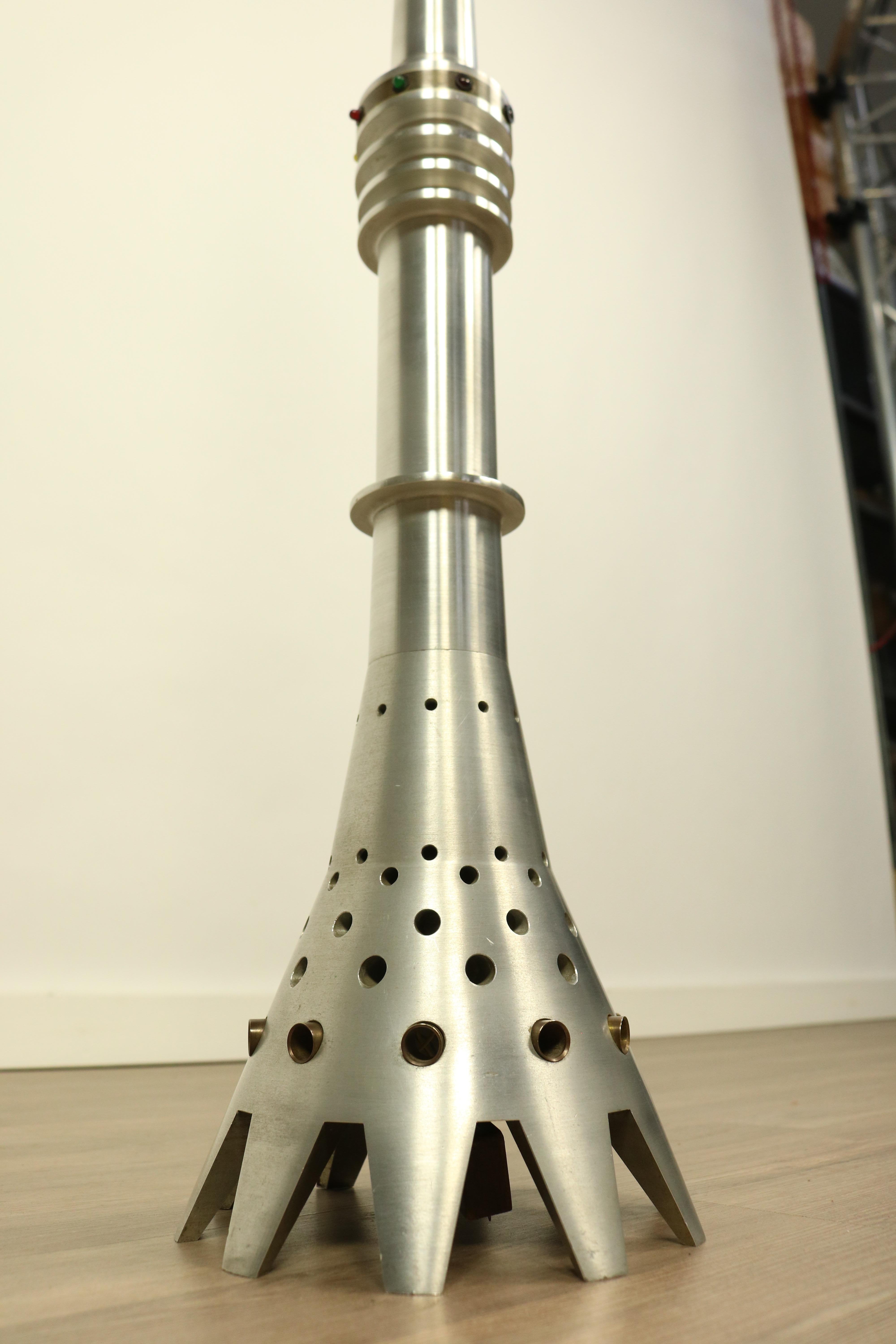 Late 20th Century Extra Large Moscow TV Tower Ostankino Iluminated Aluminum Model, 1970s For Sale