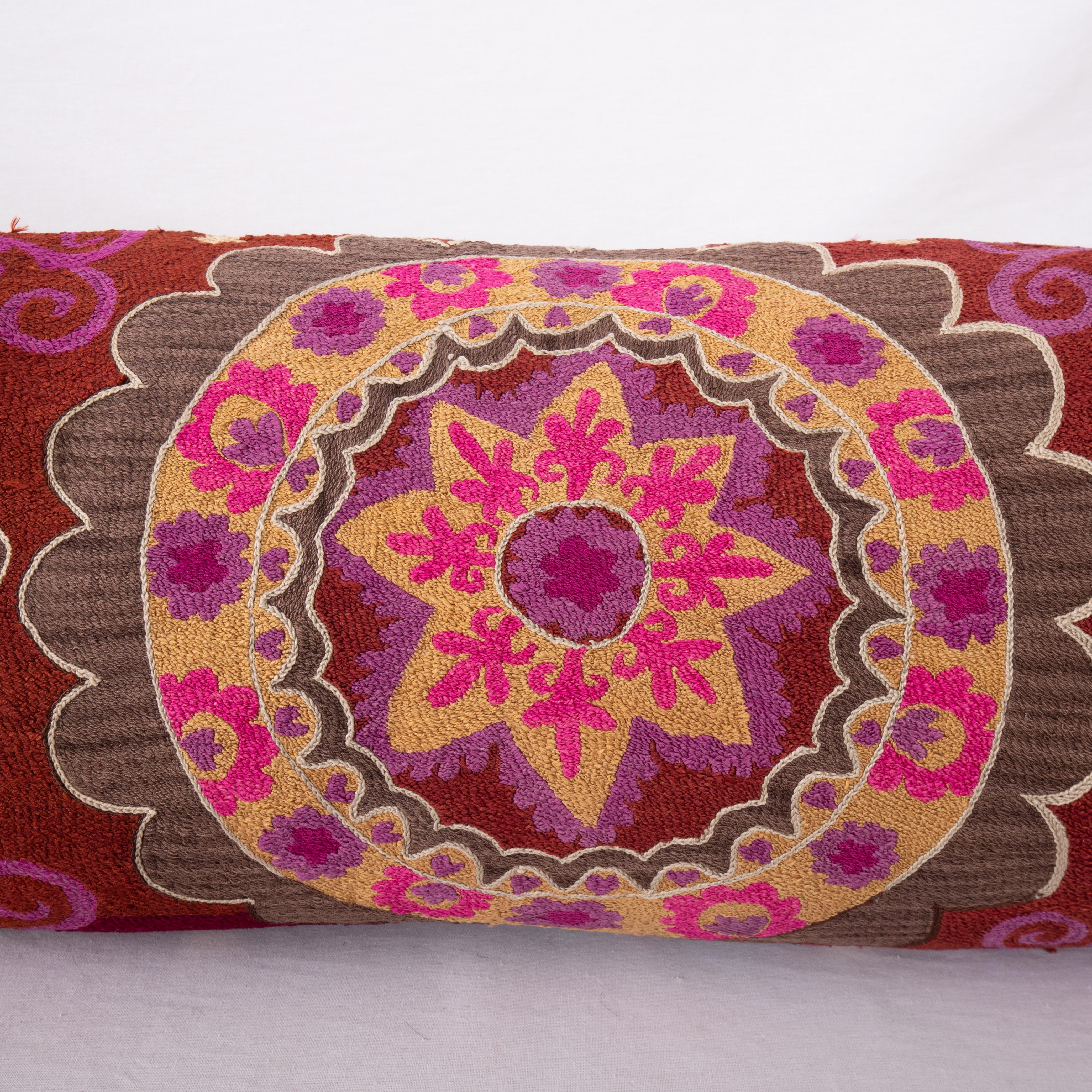 XXXL Suzani Lumbar Pillowcase Fashioned from Tashkent Suzani, Uzbekistan In Good Condition In Istanbul, TR