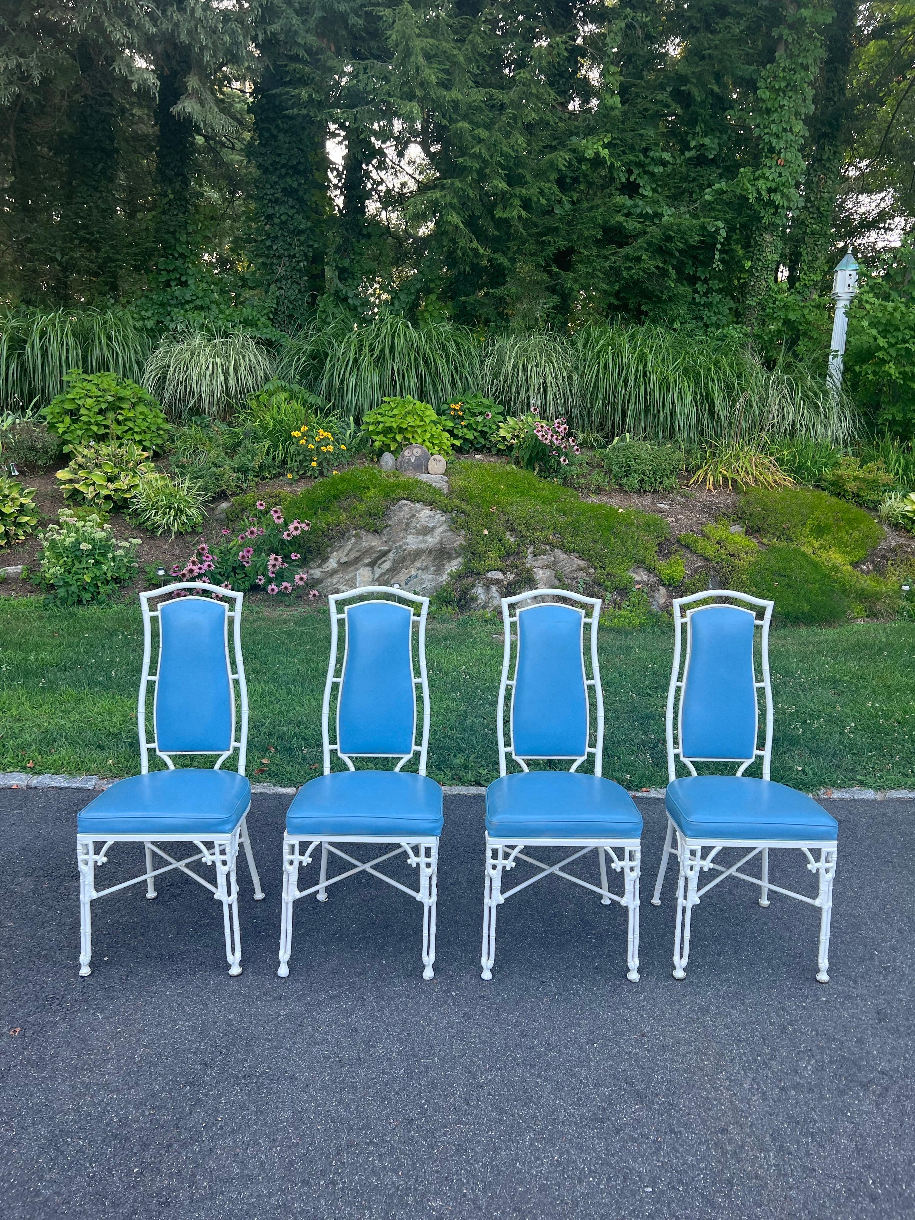 American Chinese Chippendale Bamboo Patio Set by Kessler For Sale