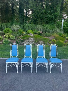 White Chinese Chippendale Bamboo Patio Set by Kessler