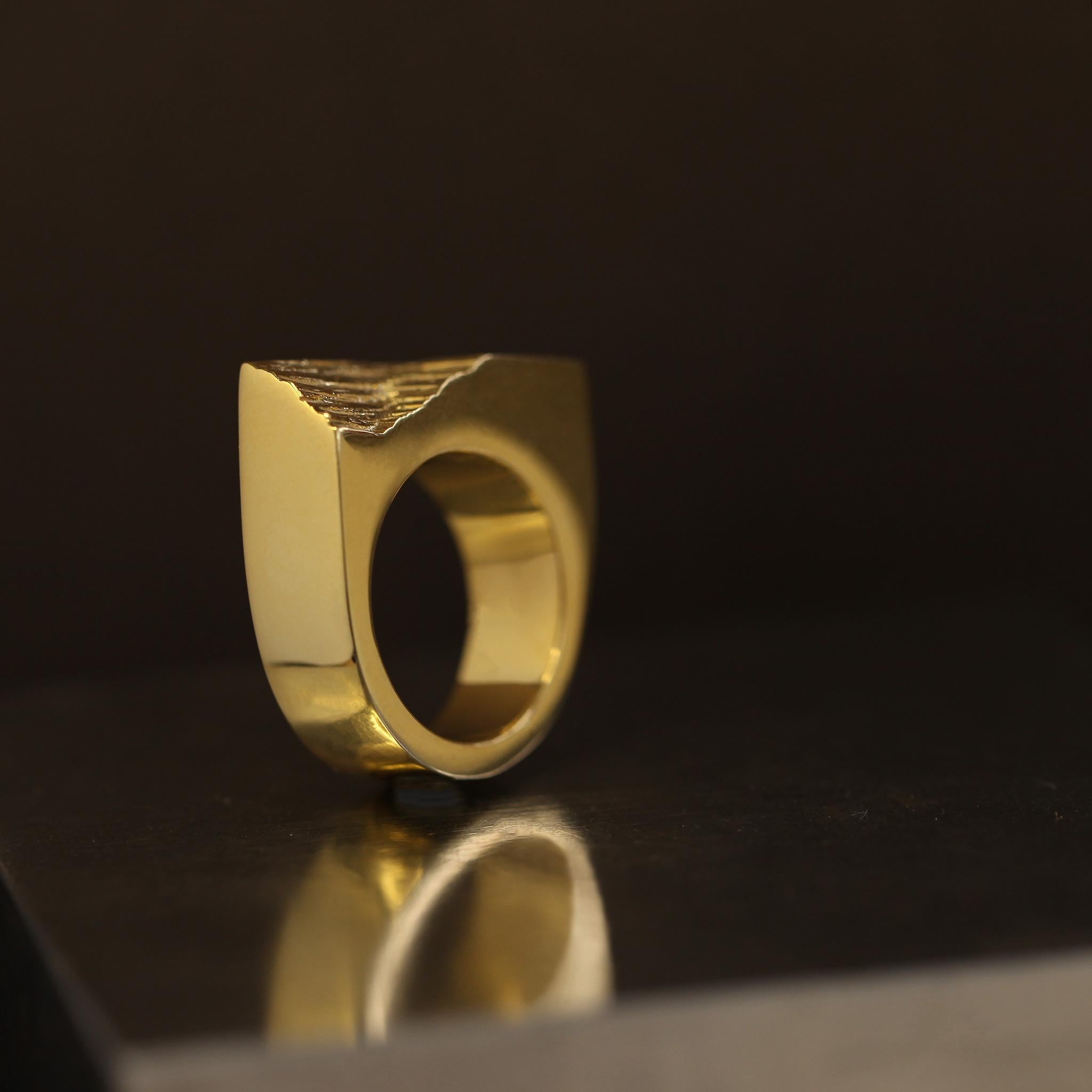 For Sale:  XYZ In Signum Modernist Sculptural Gold Statement Ring 5