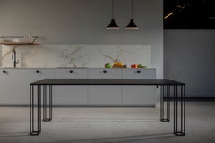XYZ Steel Dining Table green leaf / peach pink