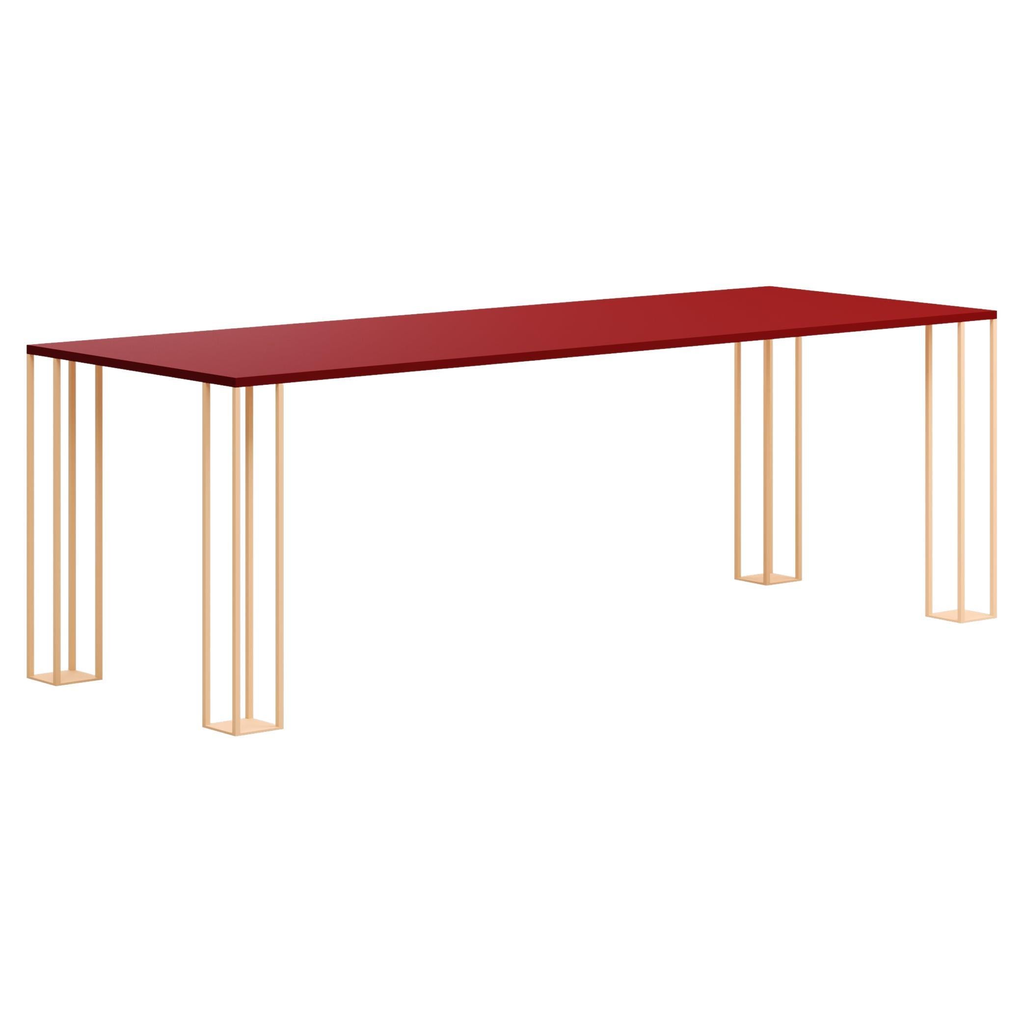 Xyz Steel Dining Table - fire red / peach pink For Sale