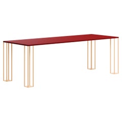 Xyz Steel Dining Table - fire red / peach pink