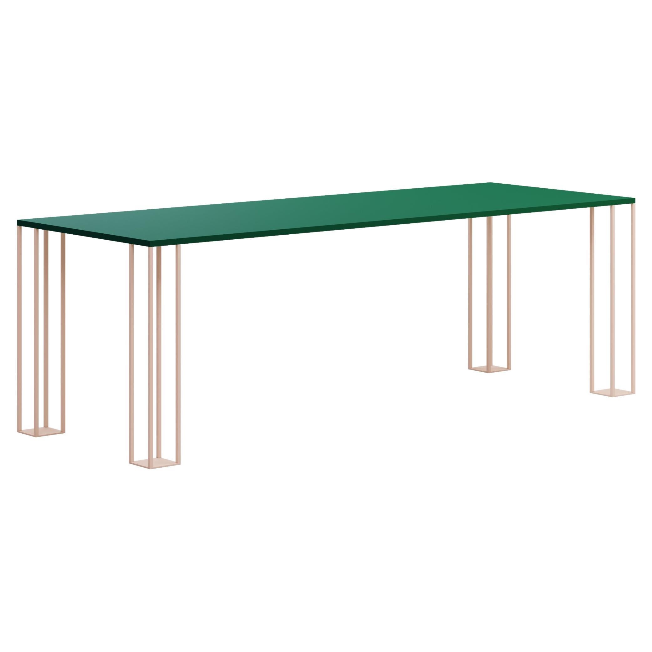 XYZ Steel Dining Table green leaf / peach pink For Sale