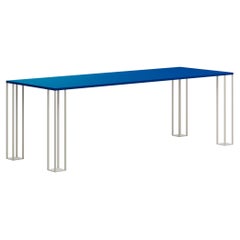 Table en acier XYZ - bleu nuit/gris soie