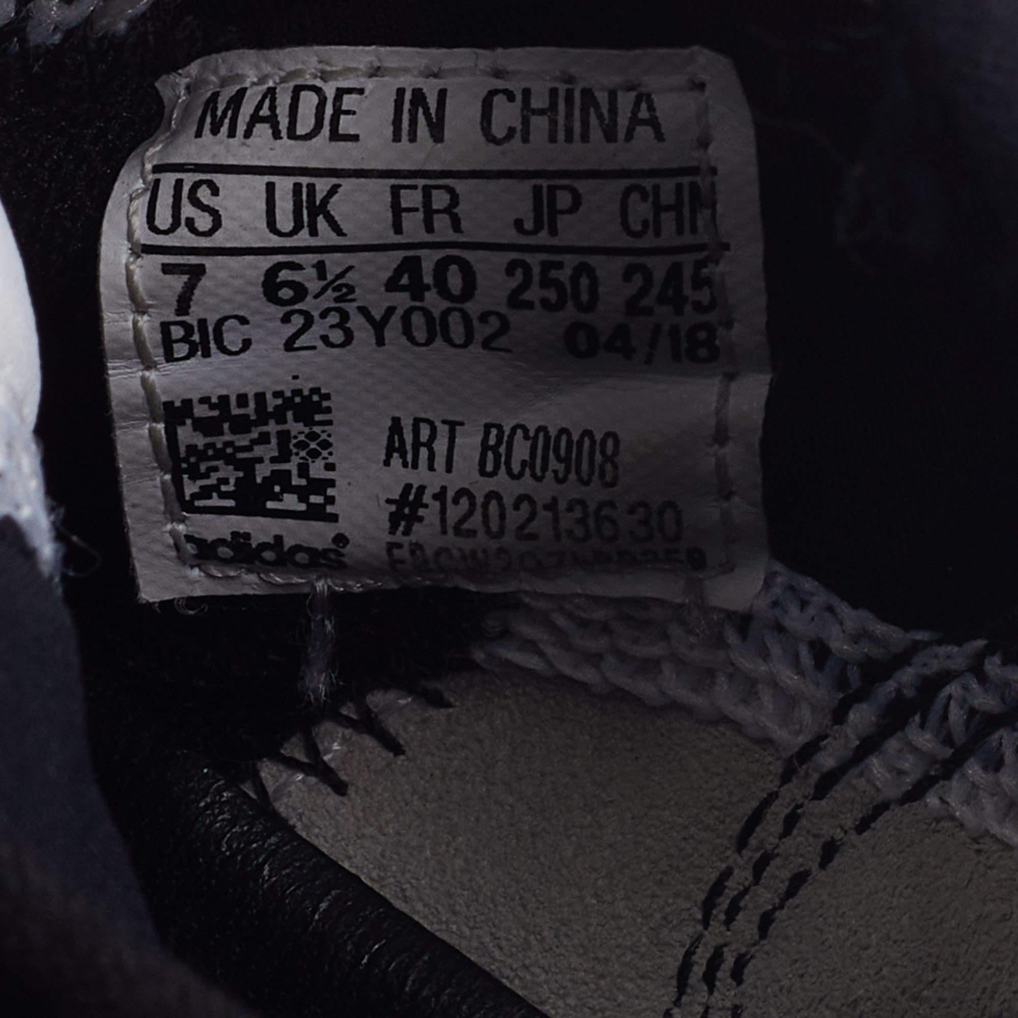 Y-3 Black/White Leather and Fabric Kaiwa Sneakers Size 40 For Sale 2