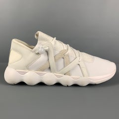 Y-3 by YOHJI YAMAMOTO - Baskets basses Kyujo en cuir et mélange de tissus blancs, taille 12,5