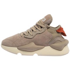 Y-3 Kaiwa Beige Suede Lace Up Sneakers Size 38.5