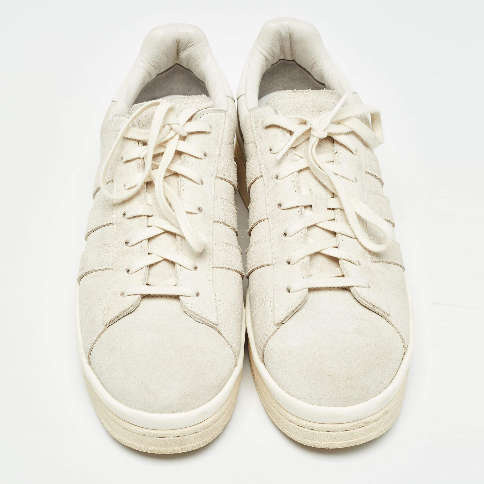 Y-3 Off White Wildleder-Sneakers mit Schnürung Größe 44,5 (Weiß) im Angebot