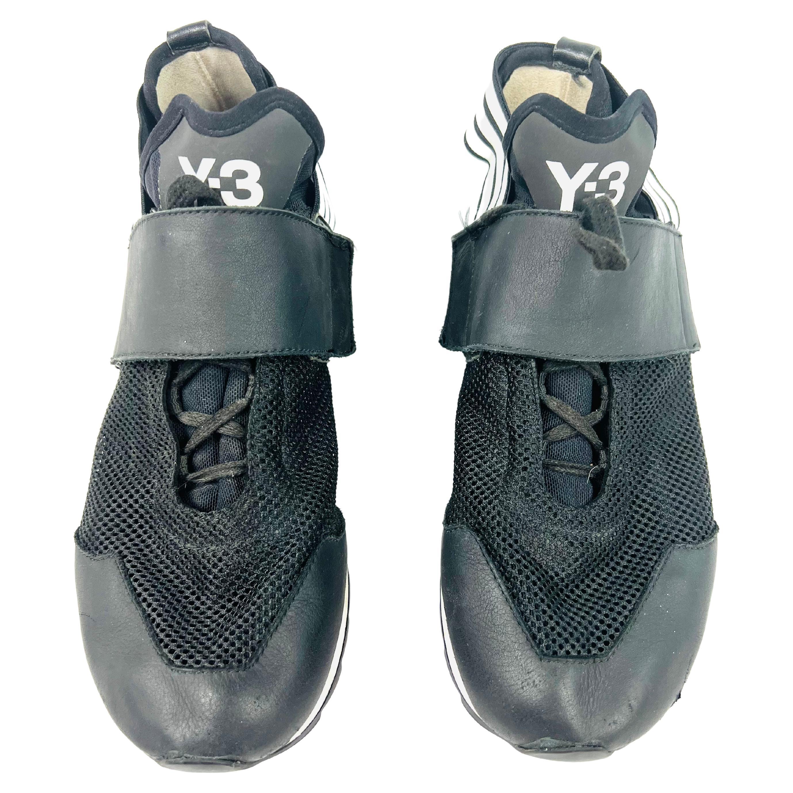 Y-3 Rhita Sport Black and White Sneakers, Size 38 For Sale