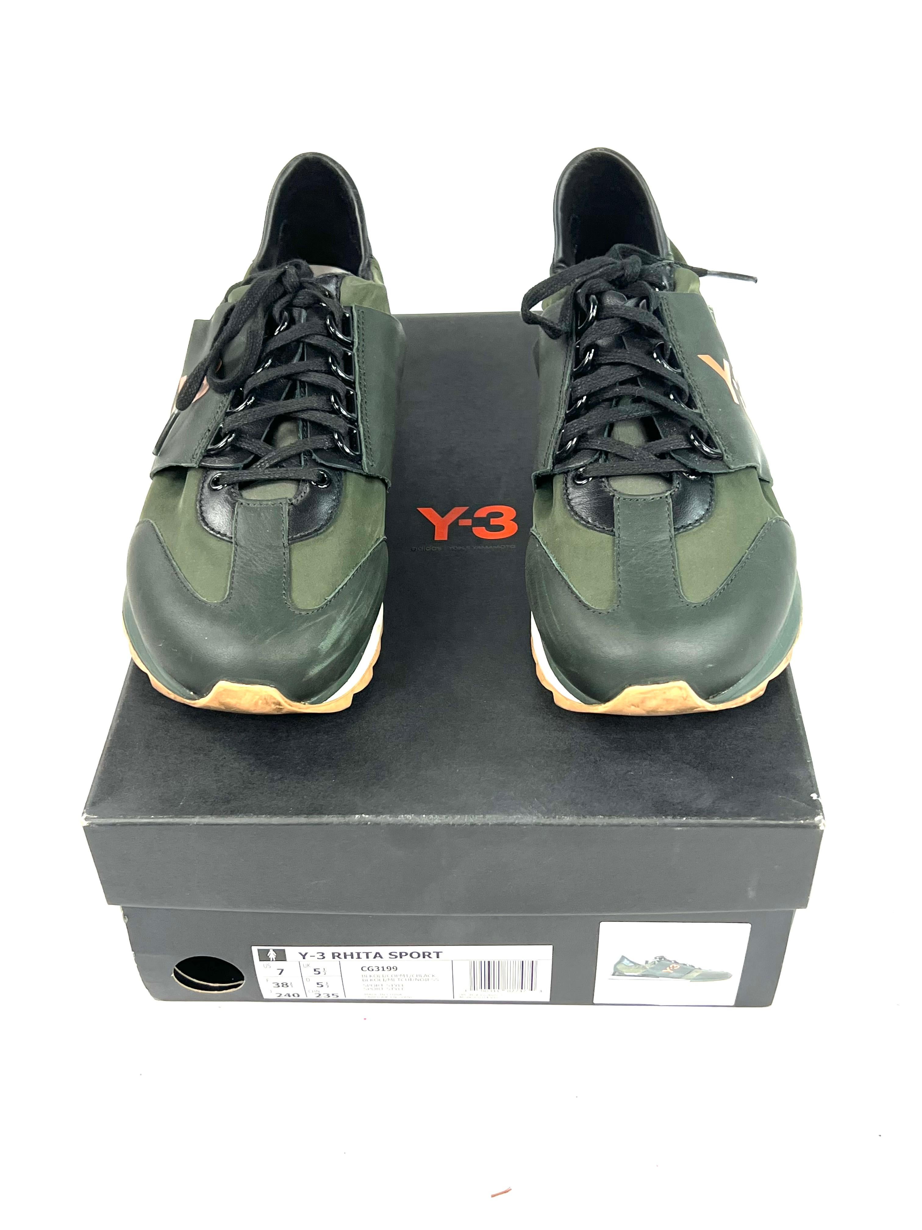 Y-3 Rhita Sport Green Trainers Sneakers, Size 7 For Sale 2