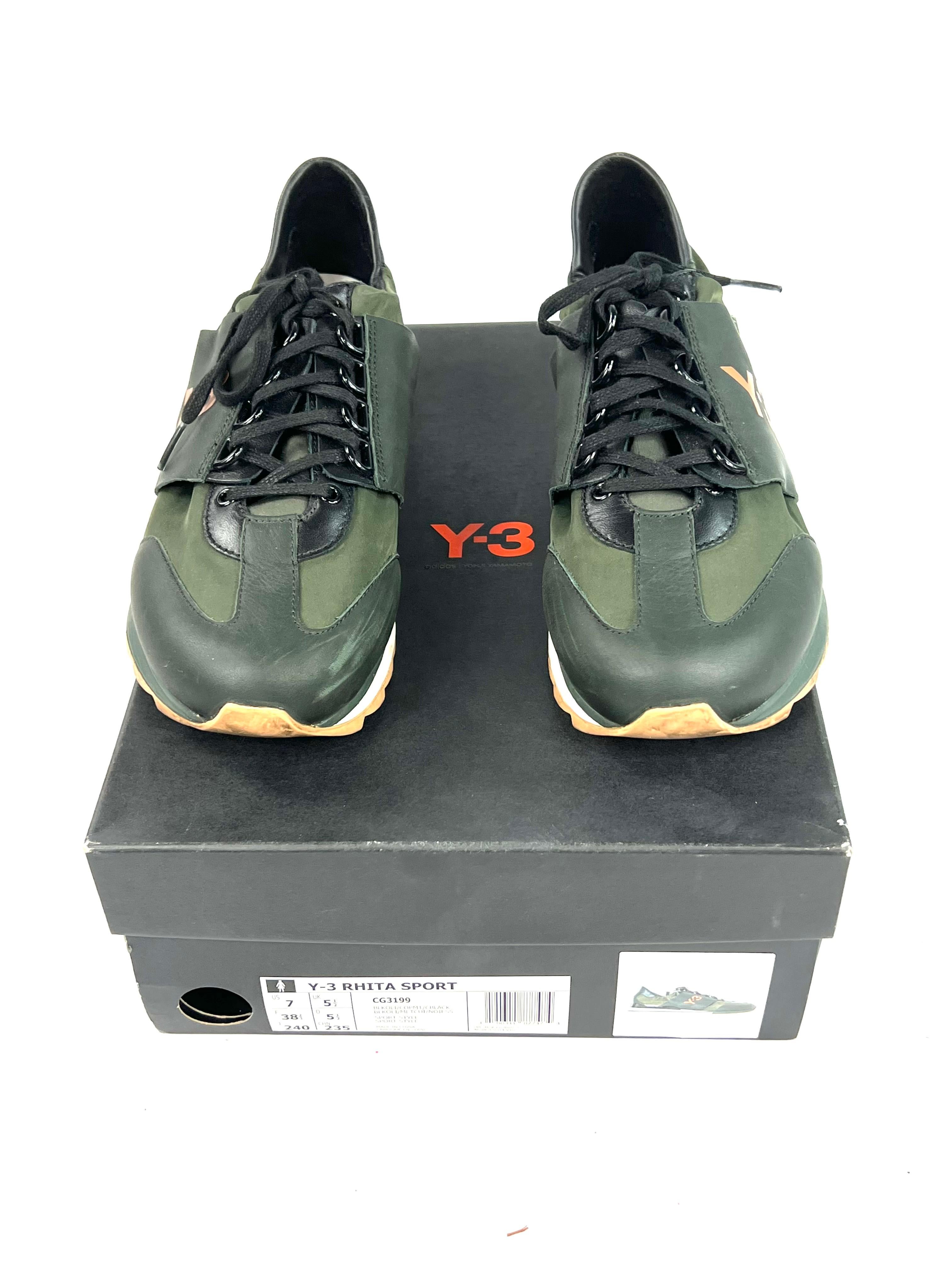 Y-3 Rhita Sport Grüne Turnschuhe, Größe 7 im Angebot 3