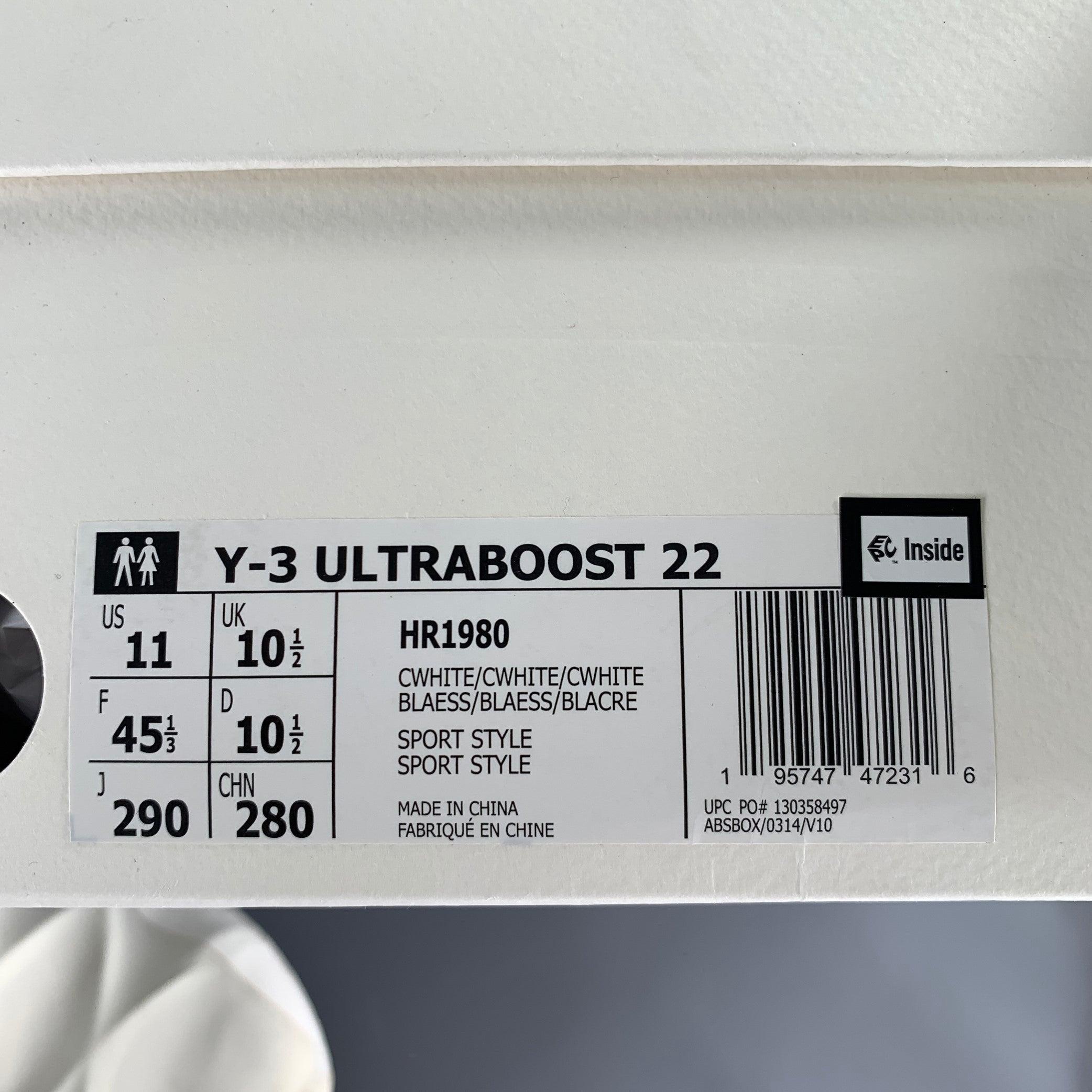 Y-3 Size 11 Ultraboost 22 White Nylon Slip On Sneakers 5