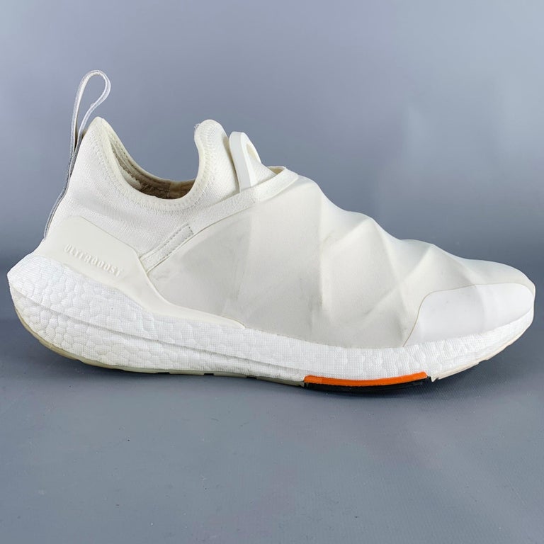 Y-3 Size 11 Ultraboost 22 White Nylon Slip On Sneakers at 1stDibs