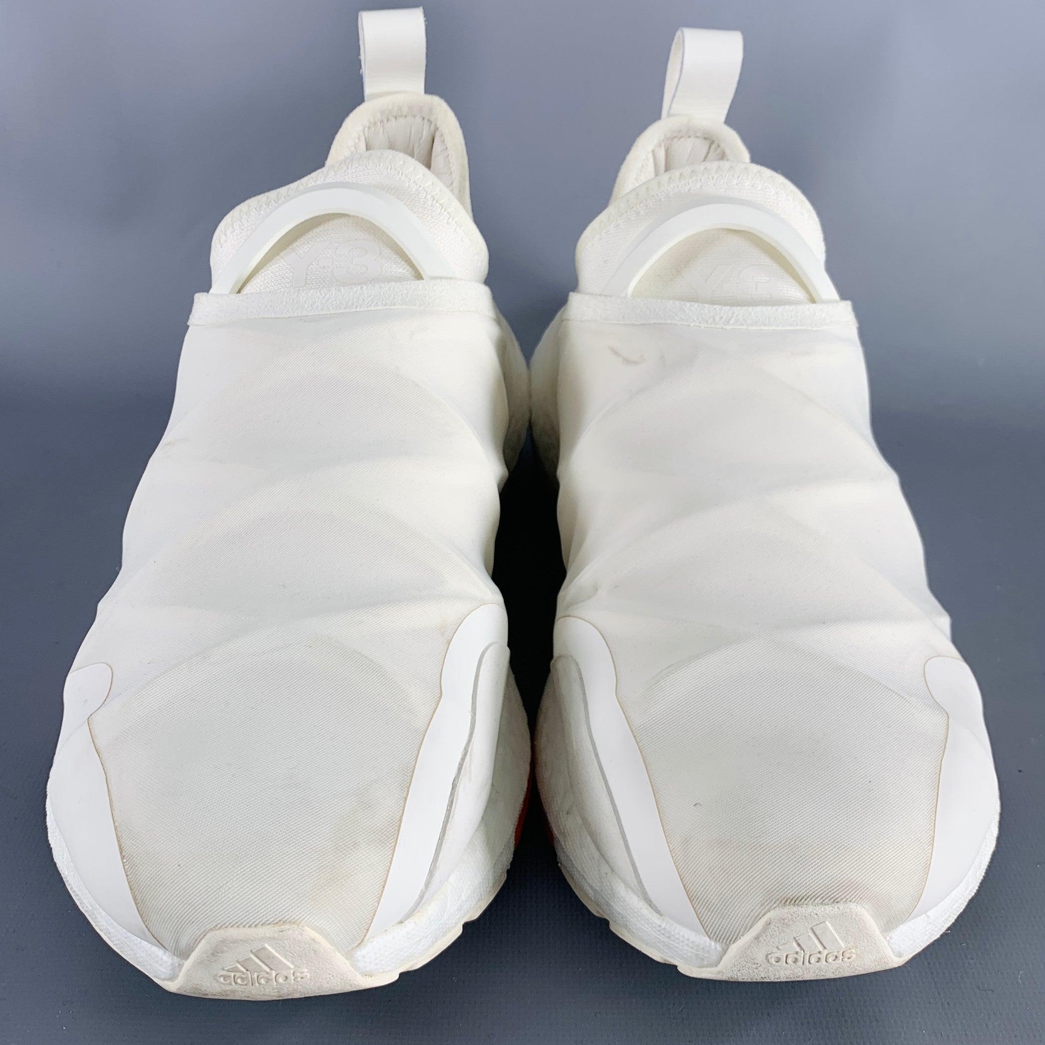 Y-3 Size 11 Ultraboost 22 White Nylon Slip On Sneakers Bon état à San Francisco, CA