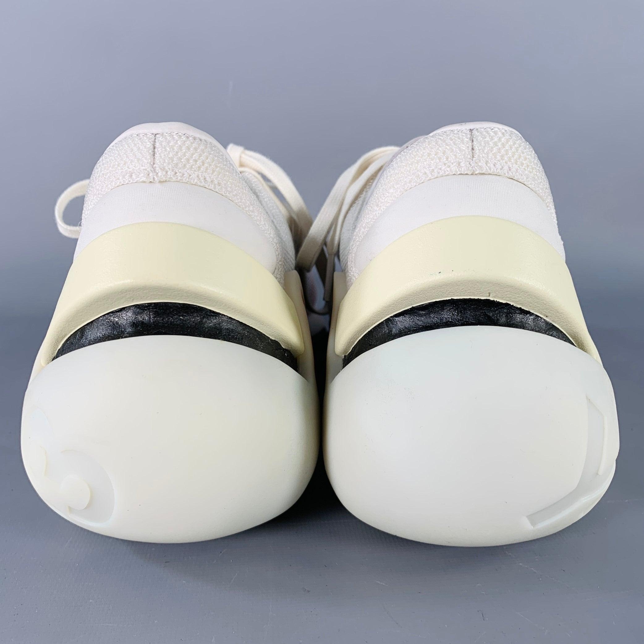 Y-3 Größe 12 Weiß Schwarz Orange Farbe Block Mesh Lace-Up Sneakers (Grau) im Angebot
