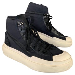 Y-3 Size 9 Black White Canvas High Top Sneakers